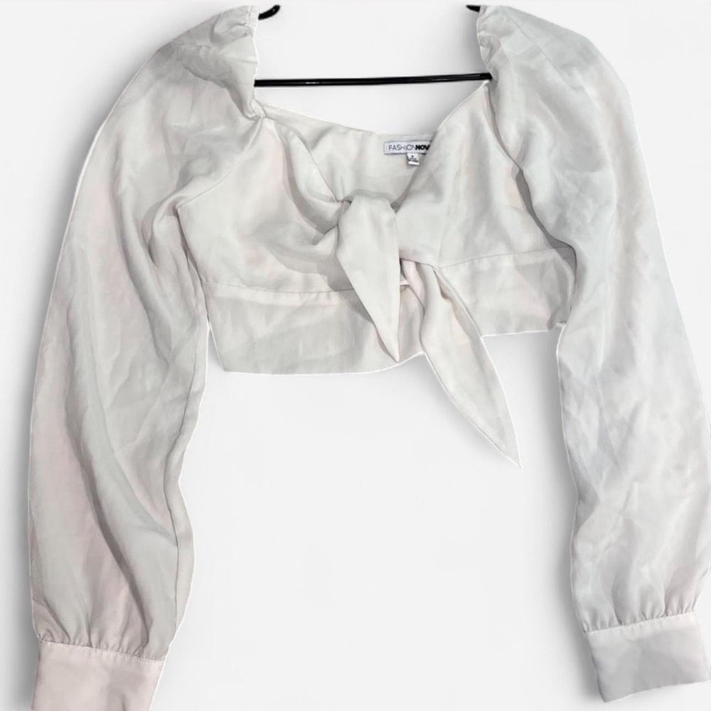 Fashion Nova White Tie-Front Blouse